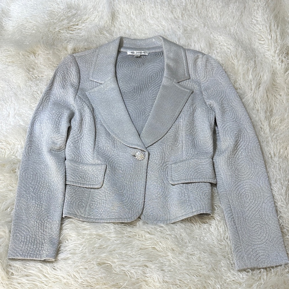 St. John Women's Textured Silver Blazer